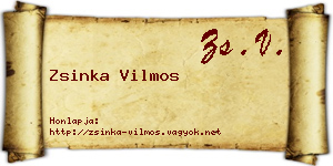 Zsinka Vilmos névjegykártya
